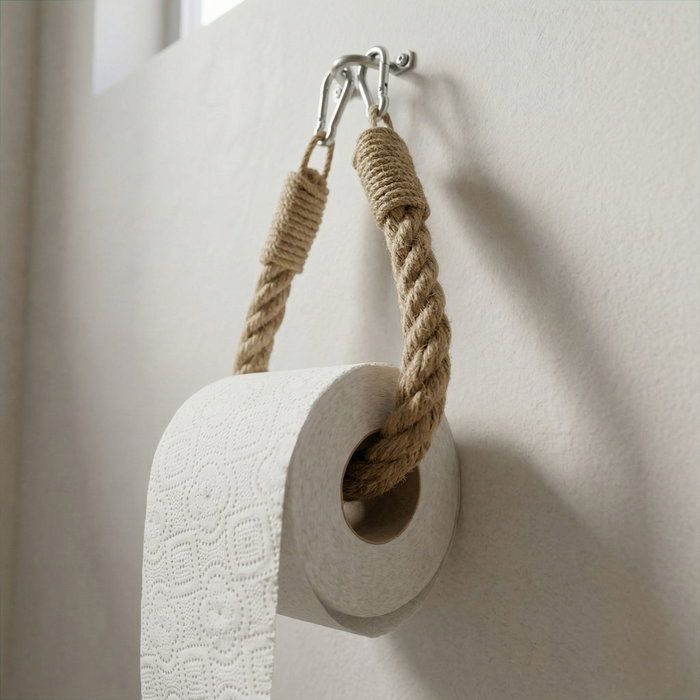 Hanah Home Soporte de papel higiénico Rope001 de madera maciza